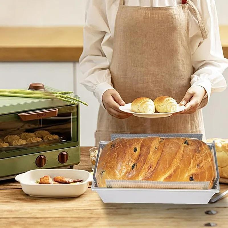 Silicone Bread Pan Liner Non-stick Baking Mat, Food-grade Reusable Bread Tray Homemade Baking Aids with Non-slip Edges