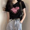 Women's 2023 Summer European Style White Textured Heart Cropped T-Shirt