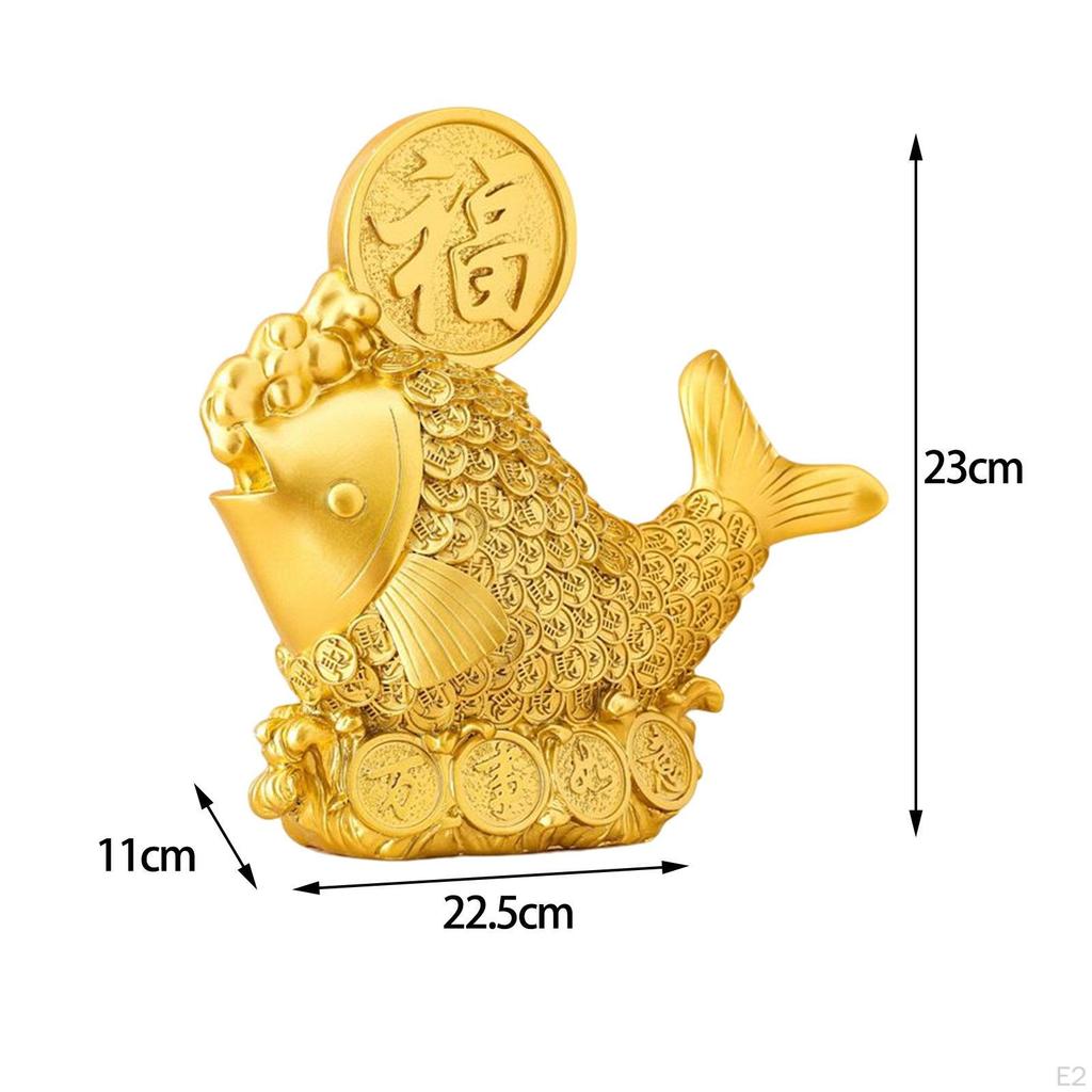 Chinese Fish Statue Collection Gift Feng Shui Ornament Figurine for Desktop Decor