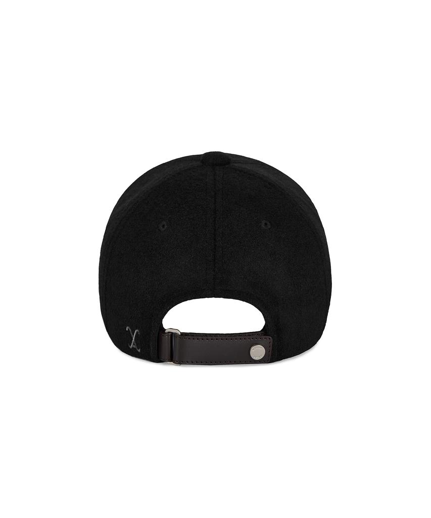 Bajal Va Curved Logo Wool 5-Panel Ball Cap Black