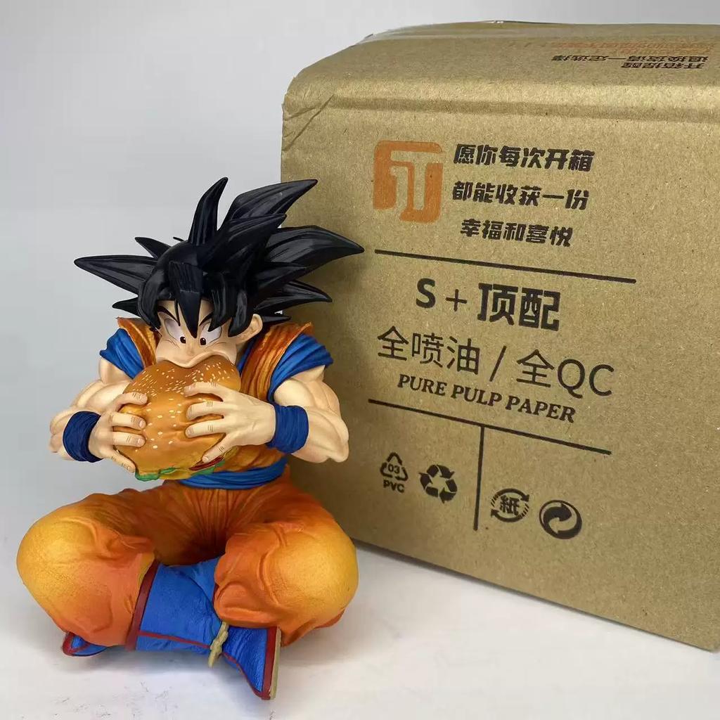 JT GK Statue Dragon Ball Goku & Vegeta Eating Burger Anime Figure Desktop Funny Ornament Collectible Model Toy Home Decor Gifts