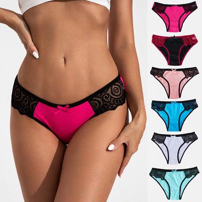 6 Pieces Sexy Lace Women's Underwear, Comfortable and Breathable, Abdomen and Hip Lift Briefs