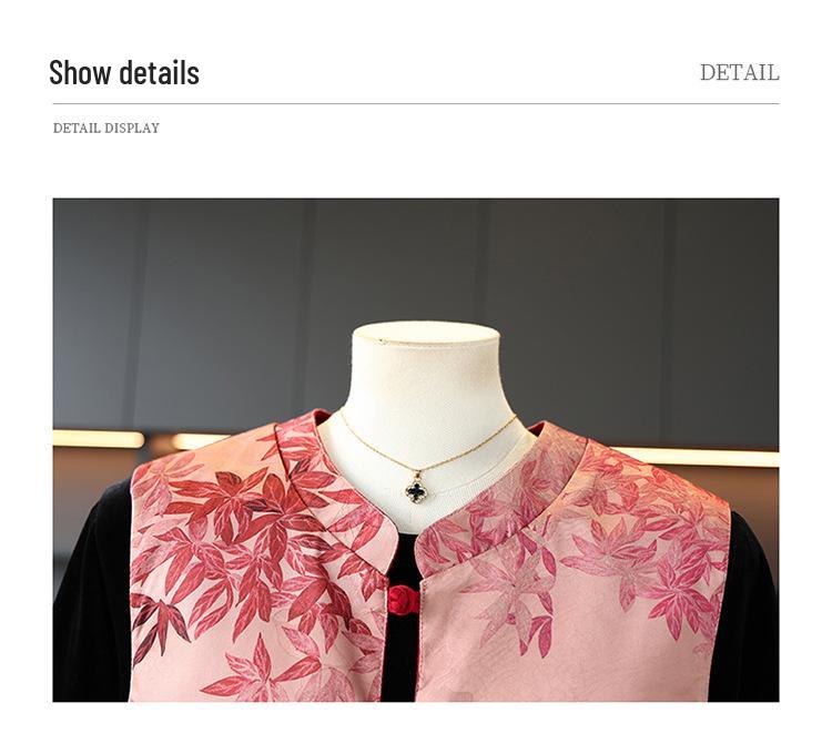 Golden Velvet Three-Piece Set: Long-Sleeve Shirt, Vest, and Wide-Leg Pants for Middle-Aged and Elderly Women - Spring/Autumn 2026.