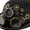 Adjustable Unisex Oval Top Hat With Rivets Decorations and Detachable Goggles Gothic Steampunk Headwear for Adults