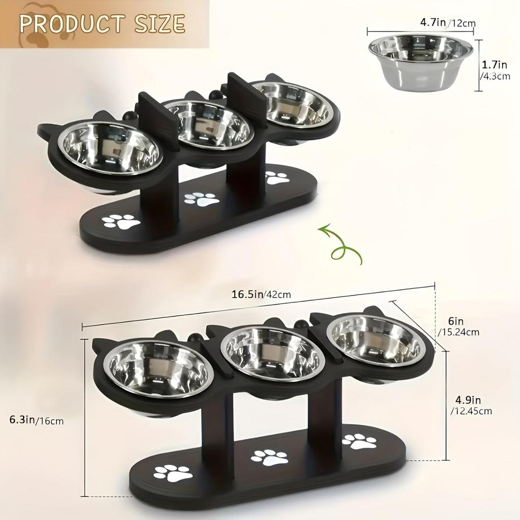 Elevated Pet Feeder with Double Bowls for Food Water, Anti-Vomit Design Dogs Cats Pet Treats Bowl