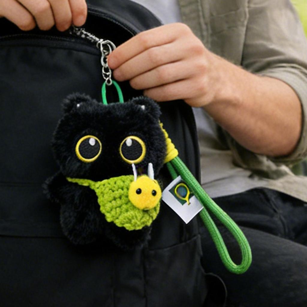 Black Cat Plush cute Doll Keychain Camera Shoulder Bag Doll Bag Pendant Car Key Ring Gifts Car Keyring Accessories