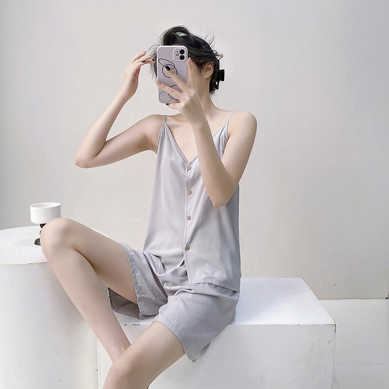 New 1011 Japanese Cotton and Silk Suspender Nightdress Women's Spring Thin Pajamas Loose Long Princess Style Loungewear