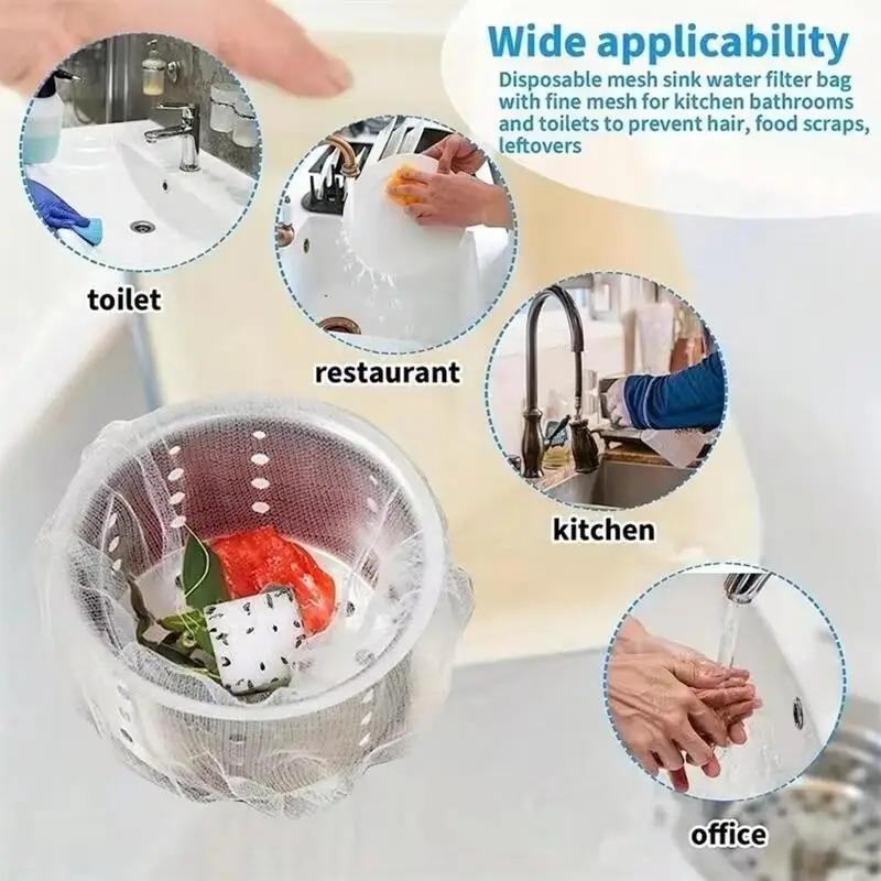 200/100/30pcs Disposable Sink Filter Mesh Bags Kitchen Sink Strainer Drain Hole Anti-blocking Garbage Bag Cleaning Strainers Net