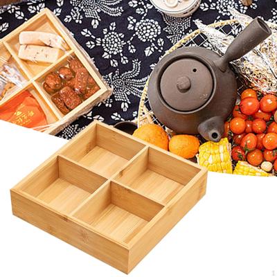 Bambusowa taca na owoce, deser, warzywa, z przegródkami do przechowywania, do serwowania orzechów i słodyczy