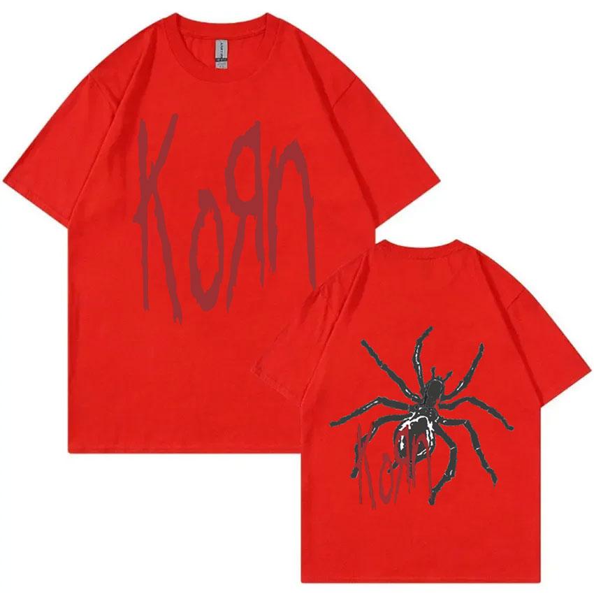 Rock Band Korn Print T Shirts Spider Graphic Tshirt Men Vintage Oversized T-shirt Unisex Alternative Nu Metal Music Short Sleeve