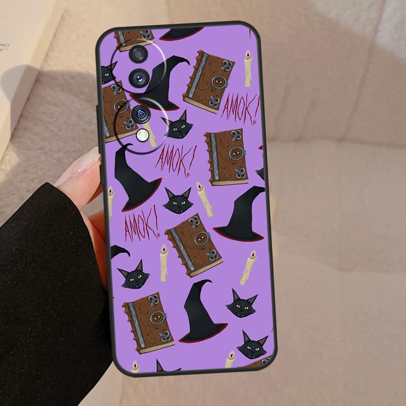 Witch Black Cat For Honor Magic V5 5 6 7 Pro Case For Honor X9a X9b X9c X8a X8b 50 70 90 200 400 Lite Cover