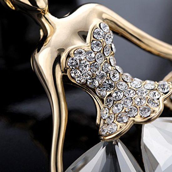 Brand IUHA Cute Doll Ballerina Long Necklace Austrian CZ Diamond Metal Allergy and Discoloration Prevention Accessory Gift