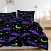 Halloween Bat Stars Night Print 3Pcs Bedding Setduvet Cover With 2 Bedropillowcase Home Birthday Gift