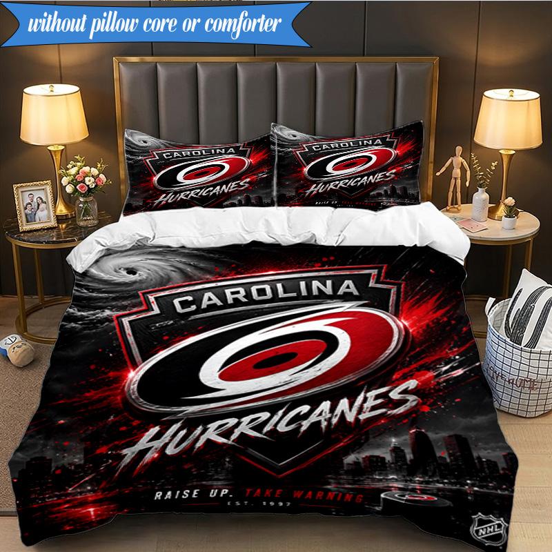 3PCS Hurricanes Team Spirit Bedding Set,Including 1pc Duvet Cover And 2pcs Pillowcases Perfect for Bedroom, Dormitory, Fan Christmas gift