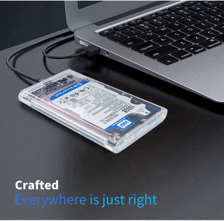 2.5" SATA to USB 3.0 HDD Enclosure with Plastic Case Supports SSD & HDD 4TB MAX Capacity External Storage for Windows/Mac
