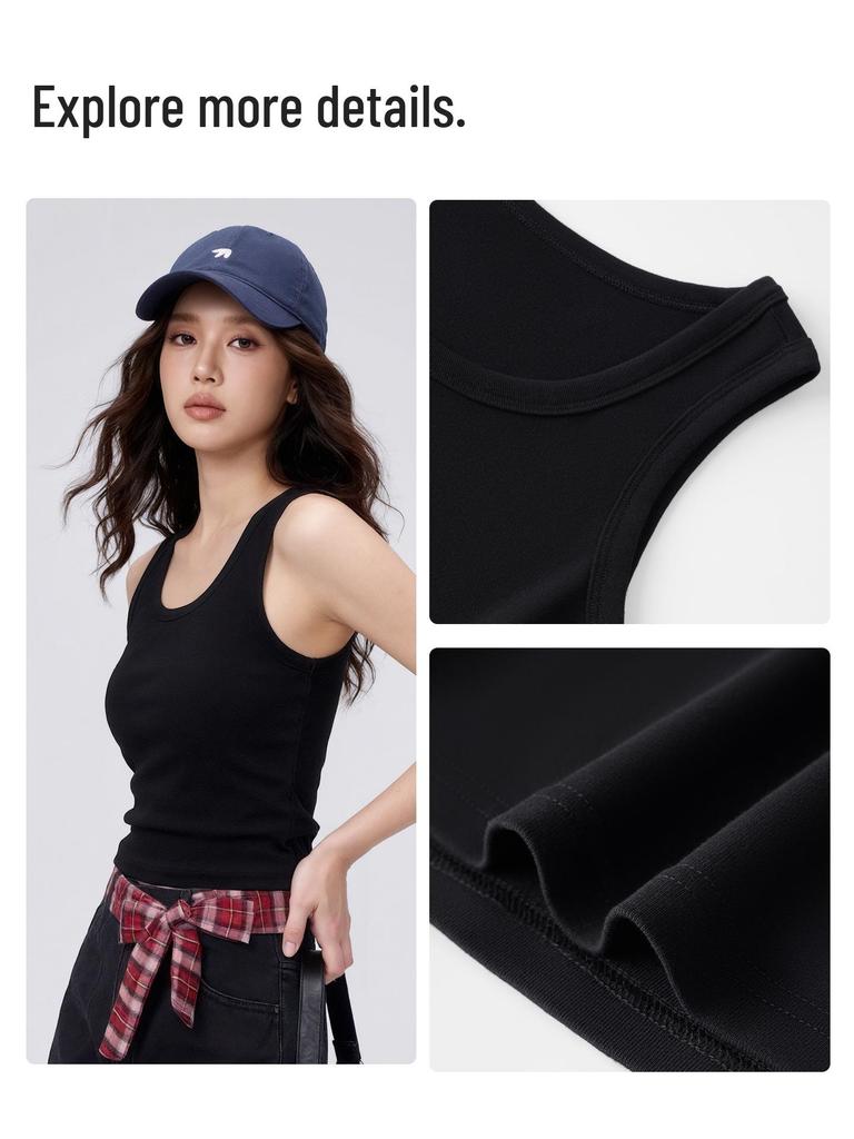 Women's Solid Color Camisole Vest T-Shirt: New Style Underarm-Covering, Slimming, Sleeveless Summer Base Layer