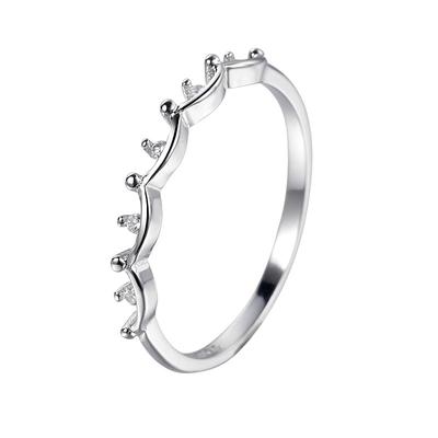 S925 Sterling Silver Crown Wave Creative Shape Platinum-Plated Silver Ring Students' Ring Gift Silver Accessories Jewelry
