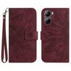 HT04 For ZTE Libero 5G IV Sunflower Series Phone Case Leather Wallet Cover with Hand Strap