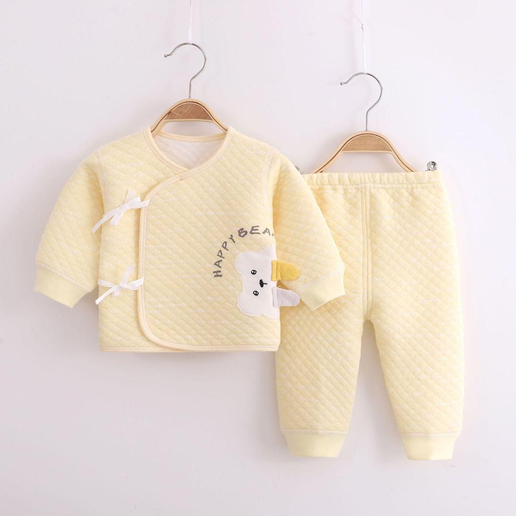 Three-Layer Warm Baby Pajama Set: 0-3 Month A-Class Cotton Monk Suit (Two-Piece)