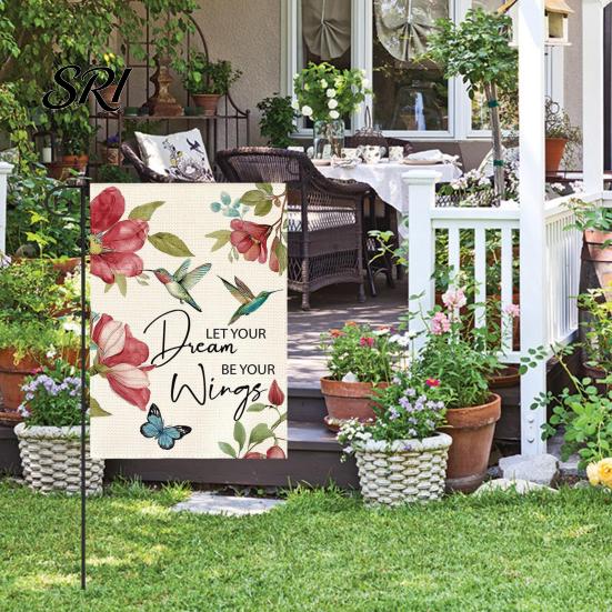 Spring Garden Decor Double-Sided Flag for Porch 12x18 Inch Fade-Resistant Floral Butterfly Welcome Print Decorative Outdoor Yard Patio Mailbox