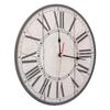 Wall Clock Silent Retro Vintage Style Wooden Round Clock with Roman Numerals Scale for Home Kitchen Office School