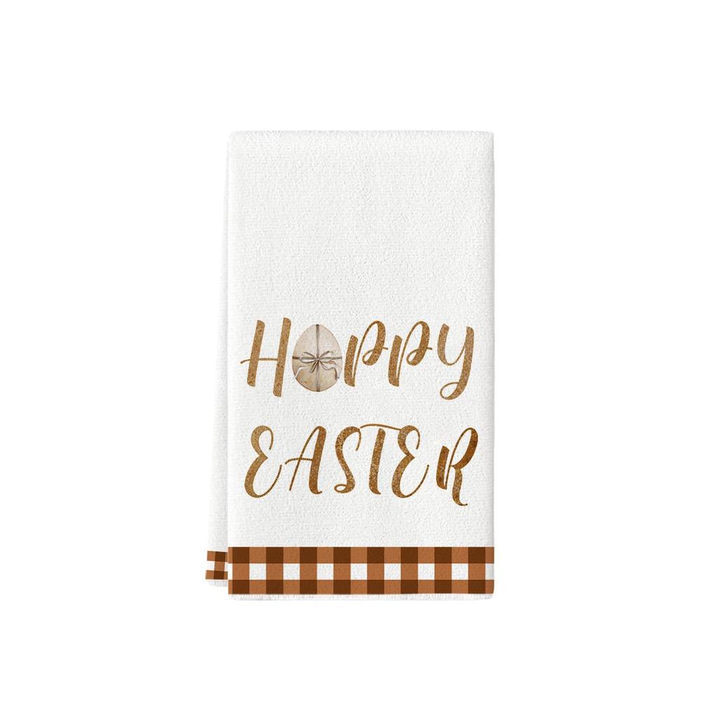 Easter Kitchen Towels with Watercolor Flowers, Rabbits, Eggs, and Tulips