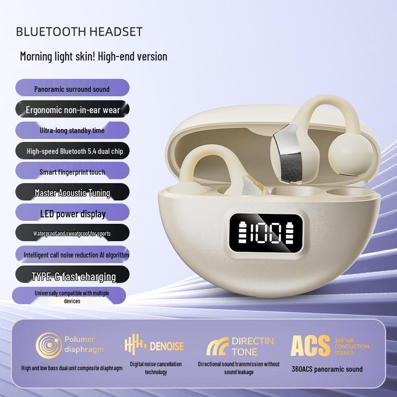 

Open-Ear Wireless Sports Earphones - Mini Clip-On Design with Long Battery Life