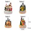 Cute Christmas House Ornaments Resin Miniature Figurine Sculptures House Statue Light  Festival