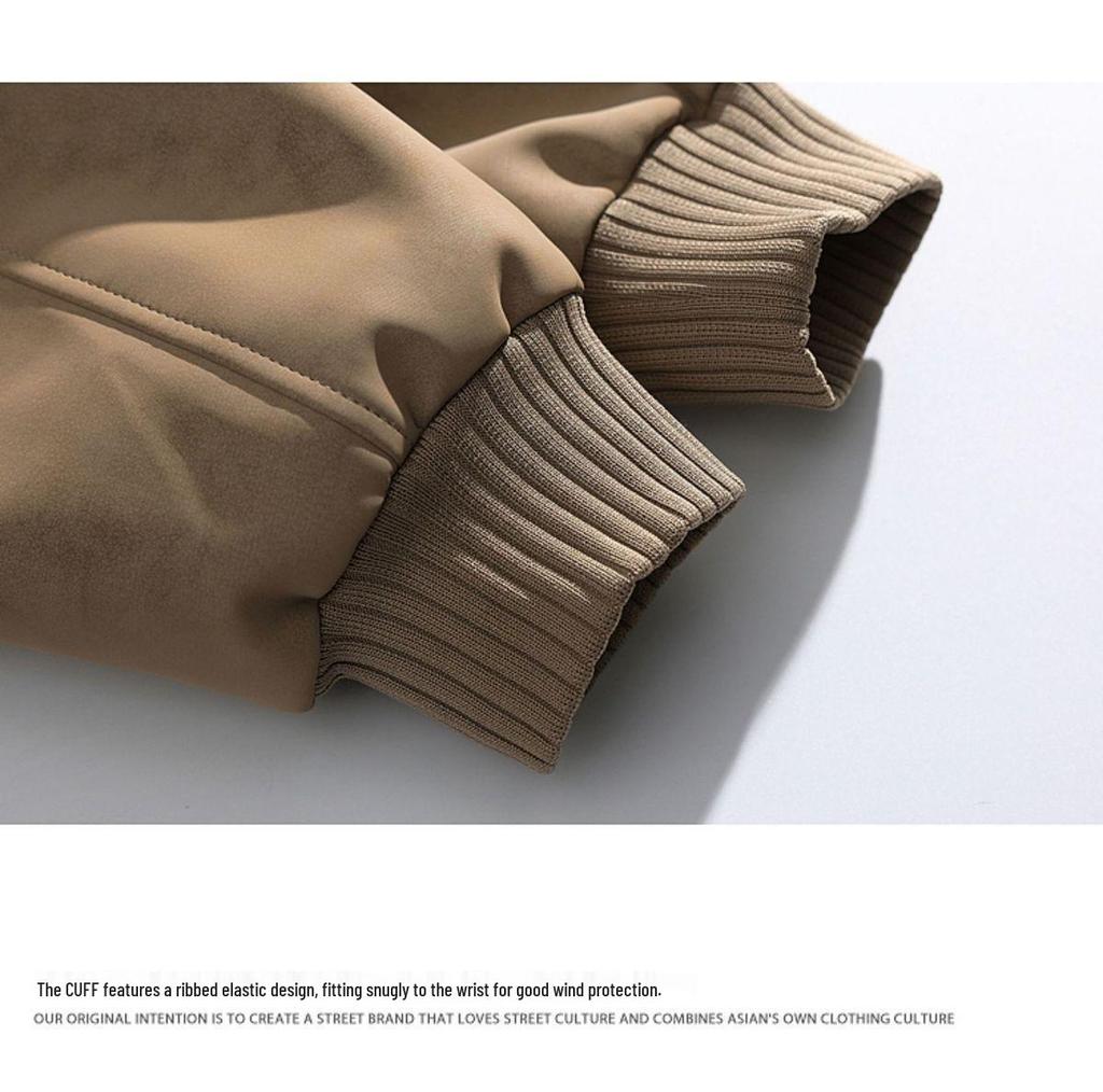 Unisex Retro PU Leather Stand-Collar Baseball Pilot Jacket - Autumn/Winter Trendy, Versatile & Loose Fit Outerwear.