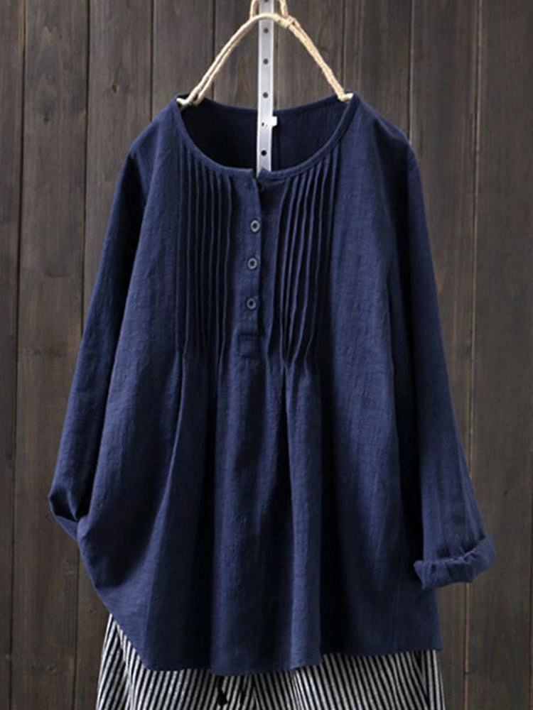 Maglione Girocollo in Cotone e Lino con Dettaglio a Volant per Uso Casual in Ufficio