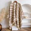 Elegant Women Streak Pashmina Scarves Fringe Winter Warm Fashion Designer Imitation Cashmere Two-Sided Scarf Blanket Shawls