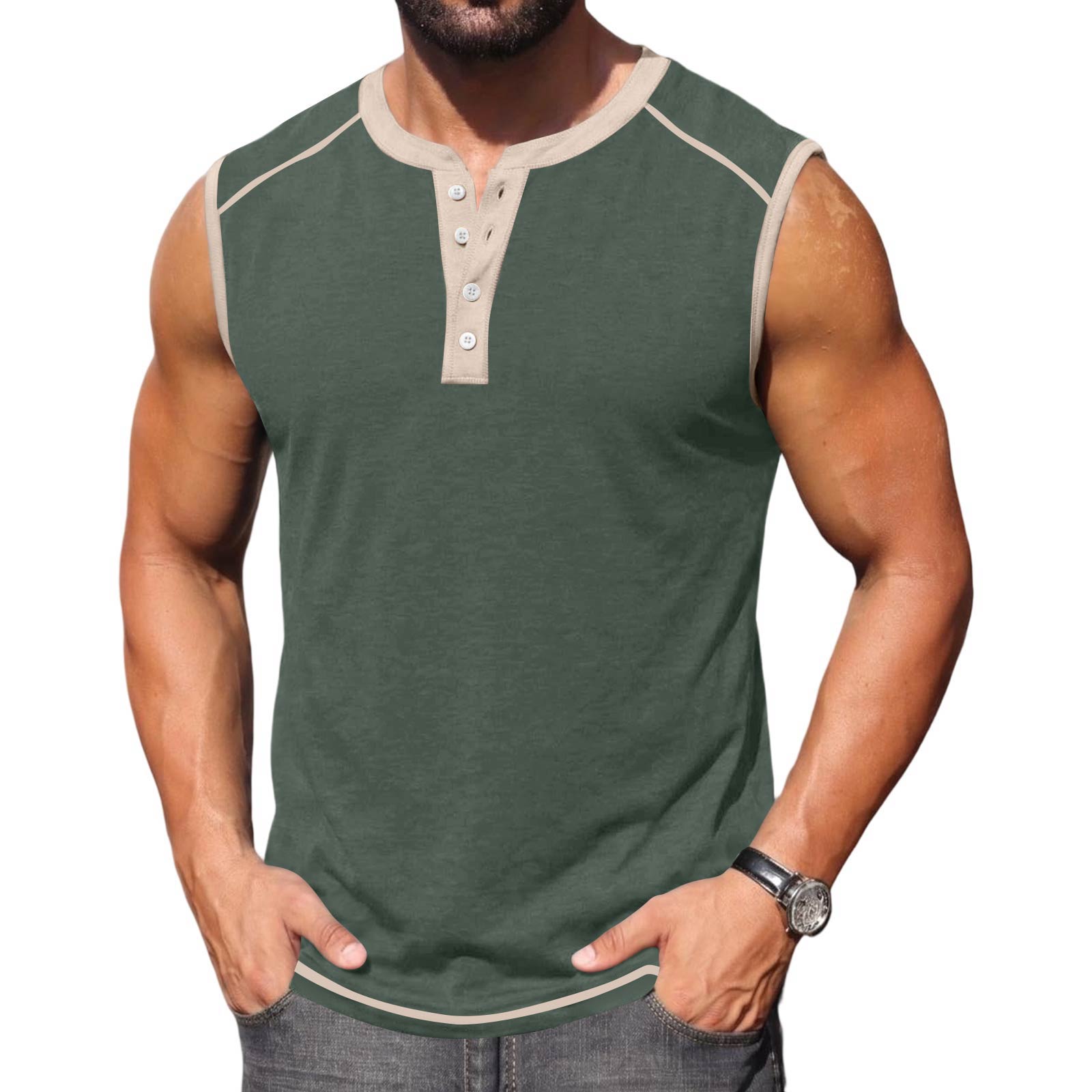 Men s Summer Tank Top - Sleeveless Casual Athletic Shirt for Gym and Running L