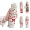 Fashion 700ml Christmas Theme Water Cup Cartoon Plastic Plastic Straw Mug with Straw with Lanyard Drinking Cup Christmas