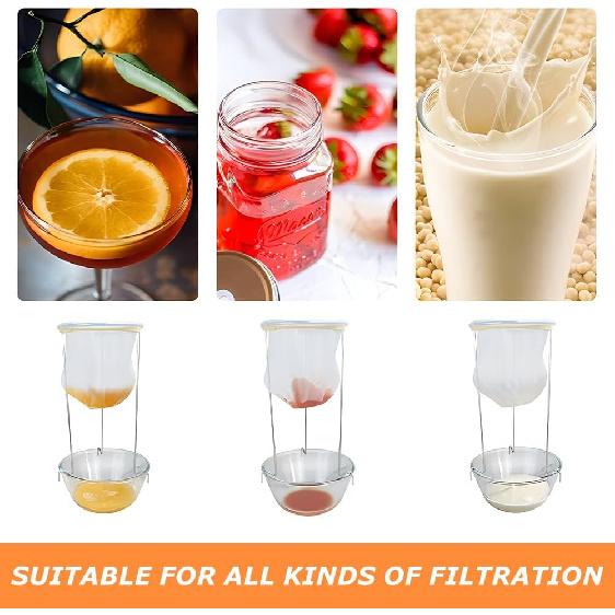 Jelly Strainer Stand with 3 Reble Strainer Bags, Stable Stainless Steel Sieve Stand Reble Food Jelly Filter Bags for Straining Juice Yogurt Cheese