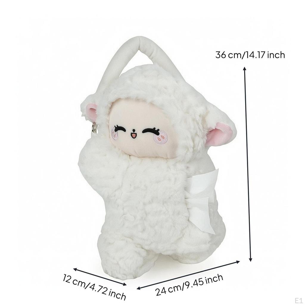 Sheep Tissue Box Cover Cute Fleecy Material with Strap Hanging for Kids, Car,