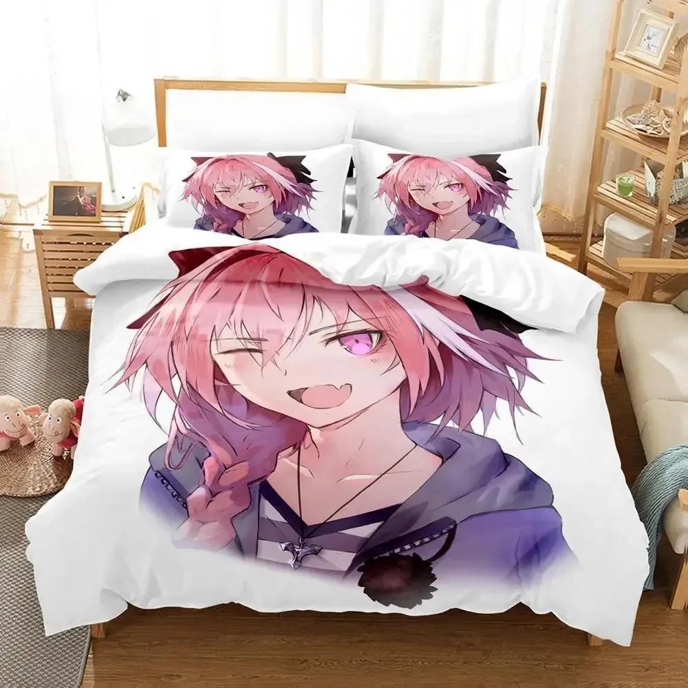 New Anime Fate - Astolfo Bedding Set Printed Bed Set With Pillowcase Bed Duvet Cover Soft Single Double Queen Super King Size