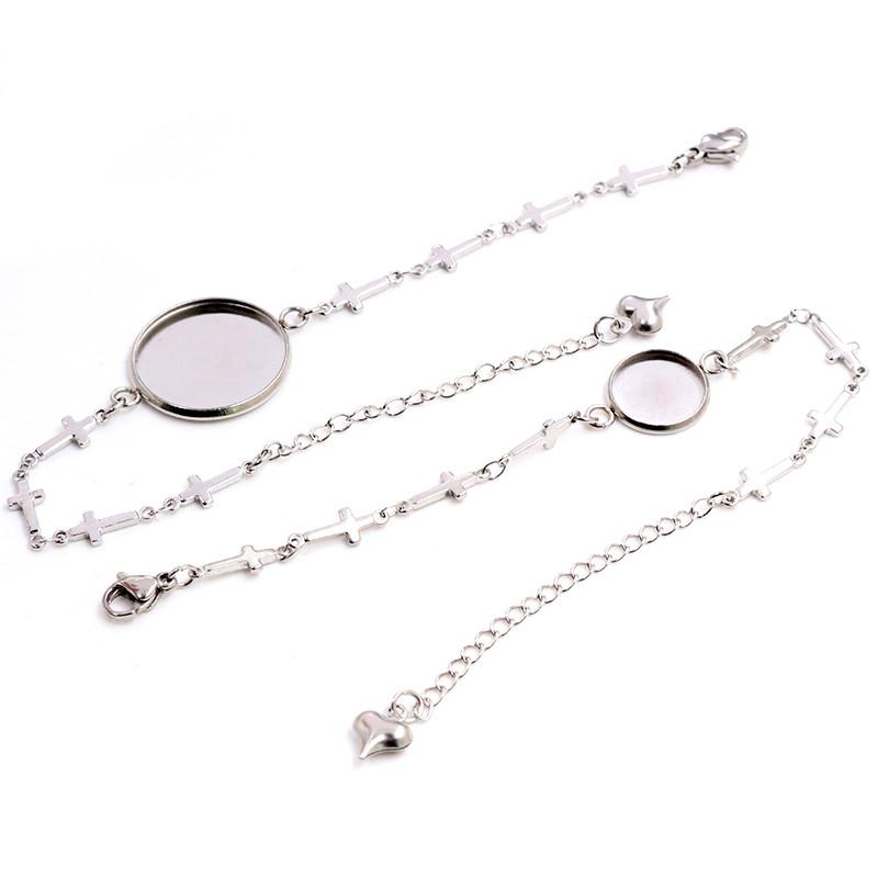 2 Stück 12mm 14mm 16mm 18mm 20mm Edelstahl 316 Armreif Basis Armband Rohling Schmuckzubehör Tablett Fassung Cabochon Cameo