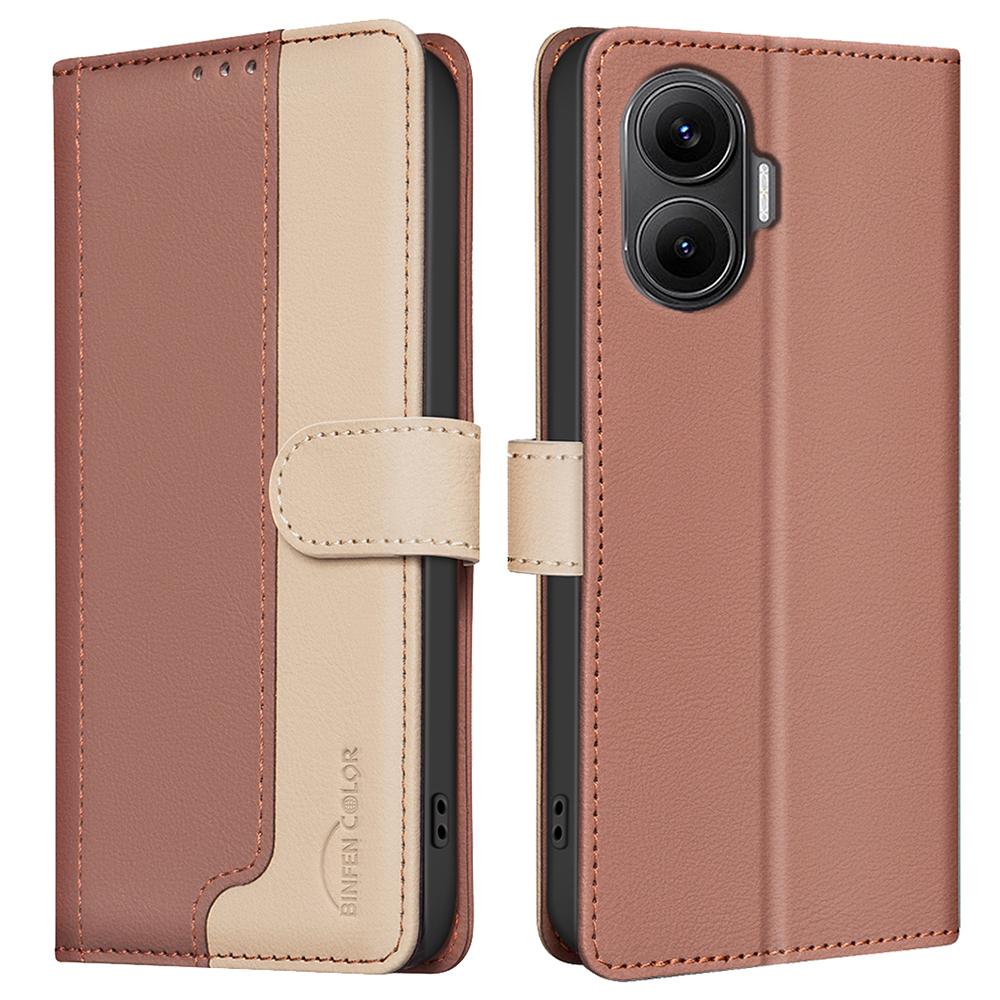 

BINFEN COLOR BF33 Для Xiaomi Poco F7 5G/Redmi Turbo 4 Pro 5G Шкіряний чохол Комбінований колір Гаманець-підставка з RFID-блокуванням Чохол для телефону B