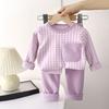 2pcs/set Children Homewear Sleepwear Outfit Autumn Kids Plaid Loungewear Set Boys Girls Thermal Underwear Pajama Set