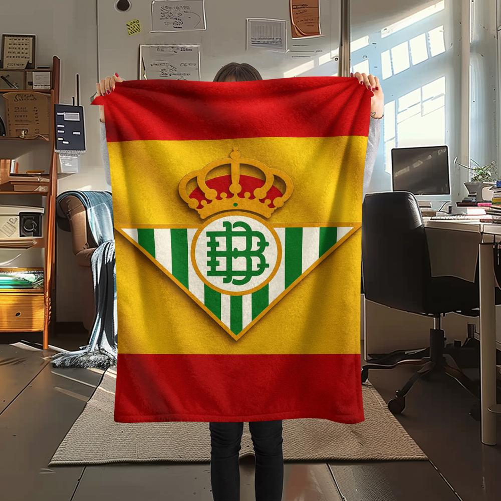 1Pc Real Betis Print Flannel Blanket, High quality Comfortable for All Seasons, Home Decor, Warmth and Comfort, Perfect for Christmas GiftS