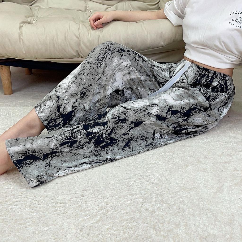 Summer Thin Cotton Rayon Ultra-Light Puff Wide Leg Ankle Pants for Women  Home Pants Plus Size Artificial Cotton Pants