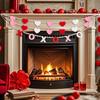 3 Pcs Valentine's Day Garland Heart XOXO Garland for Valentine's Day Mantle Decor Hanging Felt Hearts XOXO Letter Wood Bead Banner for Fireplace
