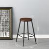 Retro American Solid Wood & Iron Bar Stool with Backrest