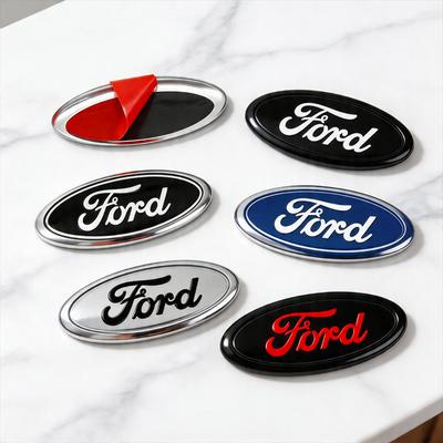 AKC1 14.5cm Aluminum Car Front Grille Emblem Rear Trunk Logo Badge For Fiesta Focus 2 3 Mondeo Edge Ranger Fusion S-MAX Transit