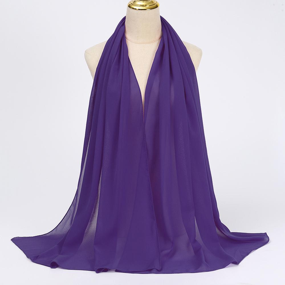 Muzułmańska Chiffonowa Szal Hijab Kobiety Długi Jednolity Kolor Nakrycie Głowy Dla Kobiet Hidżaby Szaliki Panie Muzułmańska Woalka Hidżaby z Jerseyu