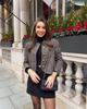 Spring 2025 European & American Women's Fashion Suit: Blazer & Houndstooth Pleated Skirt Set