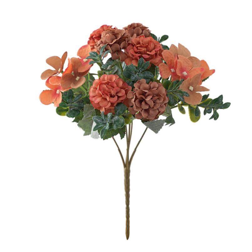 

Artificial Flowers Hydrangea Bouquet Wedding Bridal Accessories Clearance Festival Decoration for Home Fake Plants Scrapbook Diy 2pcs помаранчевий