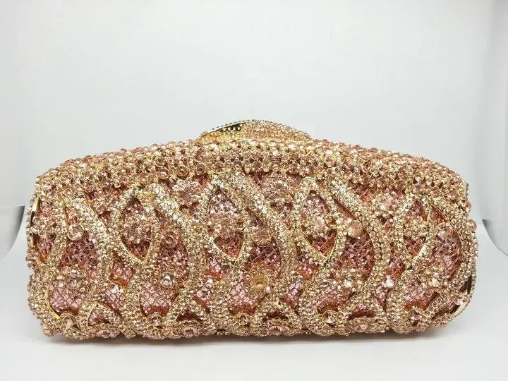Boutique De FGG (auf Lager) Damen Champagner Kristall Clutch Abendtaschen Hochzeits-Cocktail Minaudiere Diamant Handtasche und Geldbörse