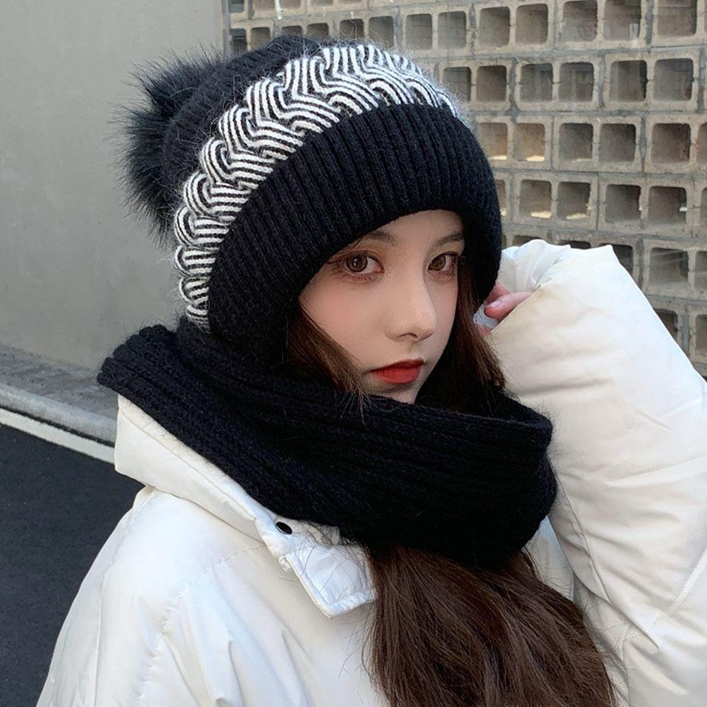 Men Women Thermal Balaclava Knitted Hat Neck Warmer Beanie Hat Scarf Neck Scarf Cap