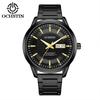 OCHSTIN Men Watch Self-Wind Mechanical Date Day Calendar Luminous Dial Transparent Back Stainless Steel Band Male Business Dress